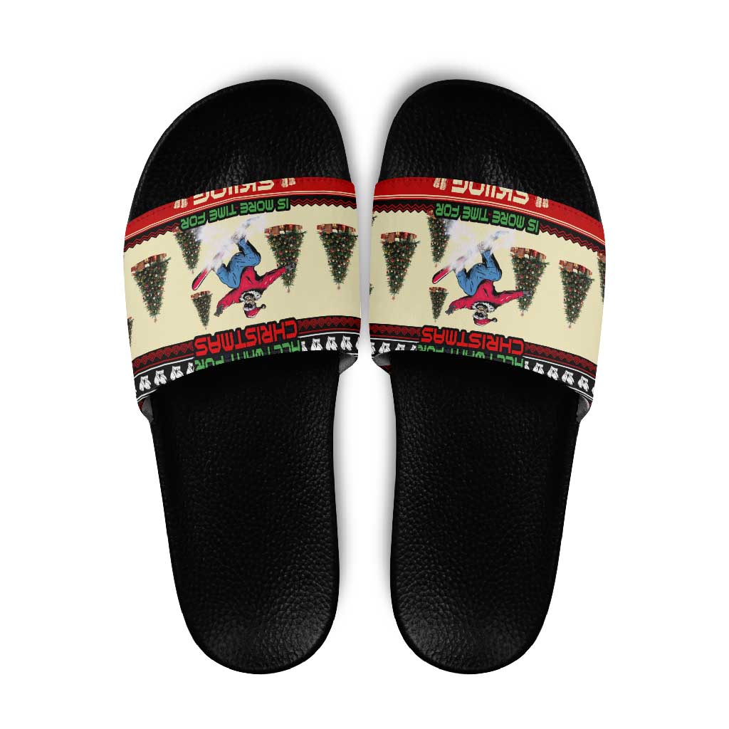 All I Want For Christmas Is Skiing Christmas Slide Sandals Xmas Holiday Patterns - Wonder Print Shop