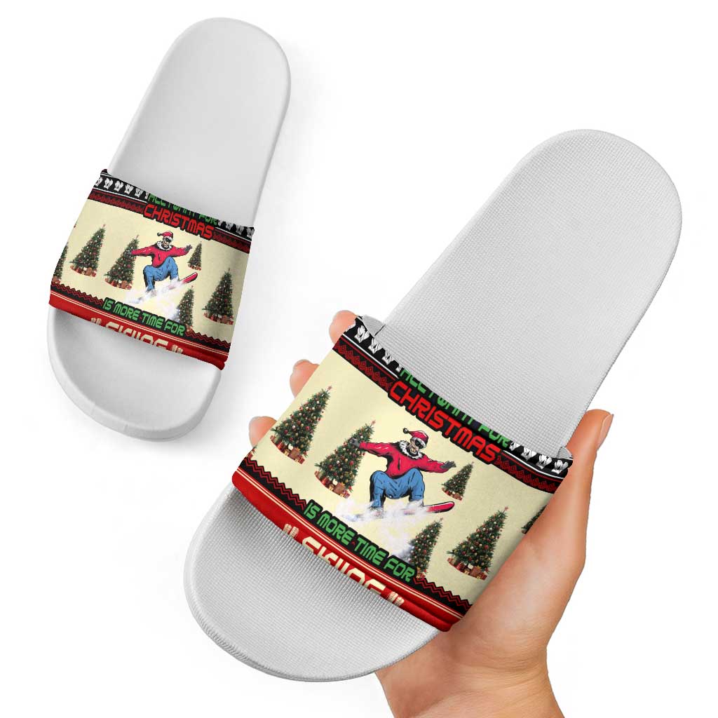 All I Want For Christmas Is Skiing Christmas Slide Sandals Xmas Holiday Patterns - Wonder Print Shop