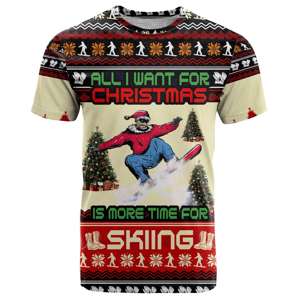 All I Want For Christmas Is Skiing Christmas T Shirt Xmas Holiday Patterns - Wonder Print Shop