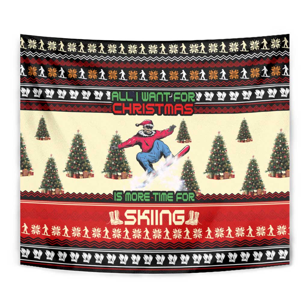All I Want For Christmas Is Skiing Christmas Tapestry Xmas Holiday Patterns - Wonder Print Shop