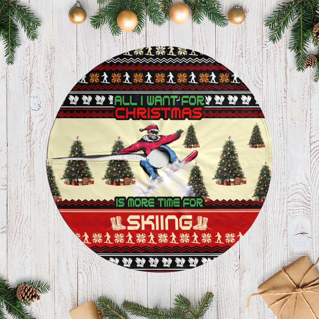 All I Want For Christmas Is Skiing Christmas Tree Skirt Xmas Holiday Patterns - Wonder Print Shop