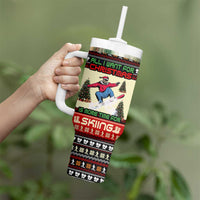 All I Want For Christmas Is Skiing Christmas Tumbler With Handle Xmas Holiday Patterns - Wonder Print Shop