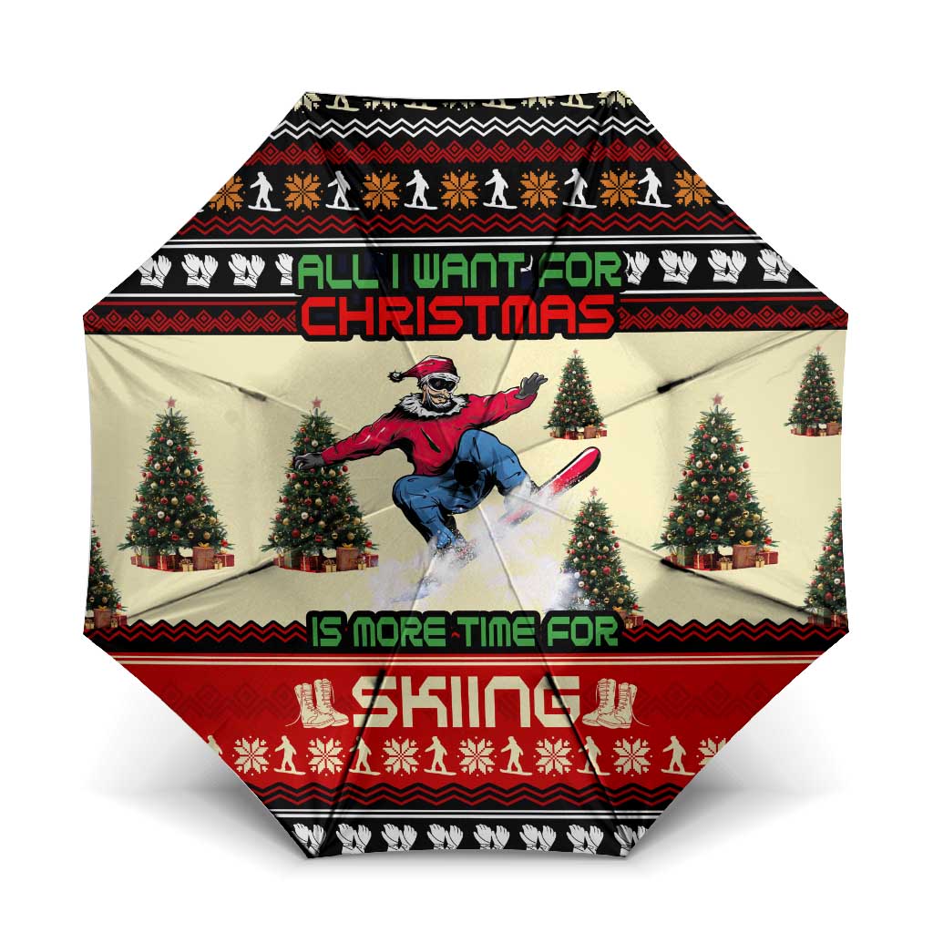 All I Want For Christmas Is Skiing Christmas Umbrella Xmas Holiday Patterns - Wonder Print Shop