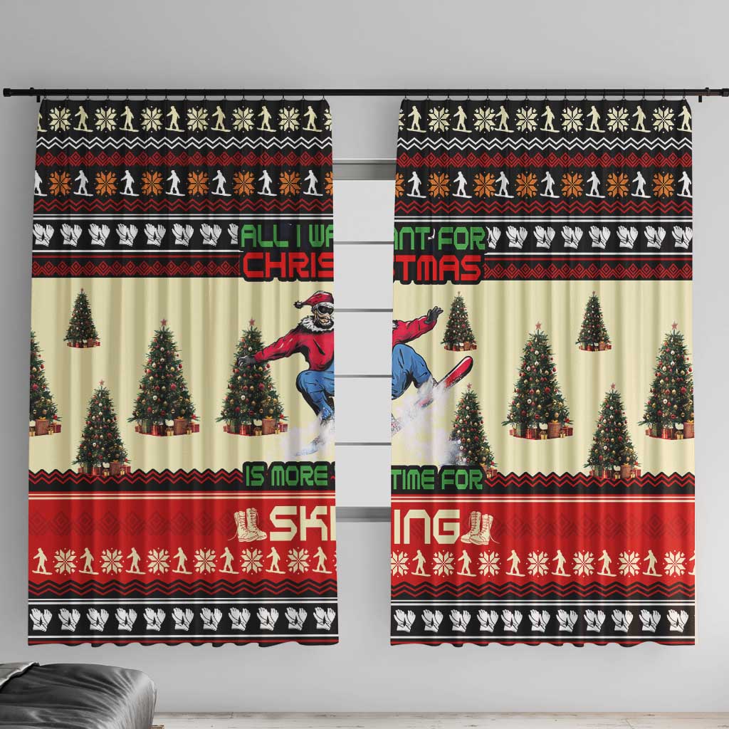 All I Want For Christmas Is Skiing Christmas Window Curtain Xmas Holiday Patterns - Wonder Print Shop