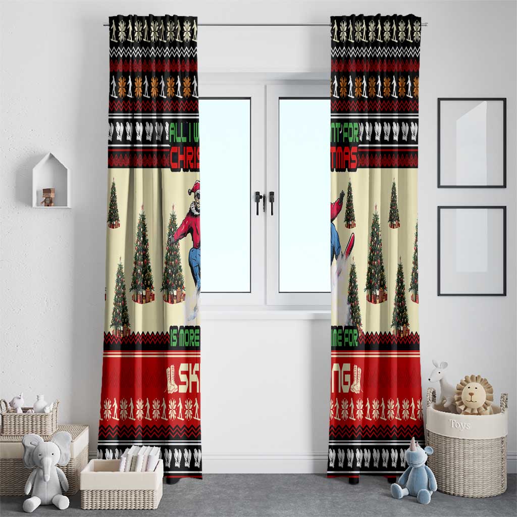 All I Want For Christmas Is Skiing Christmas Window Curtain Xmas Holiday Patterns - Wonder Print Shop
