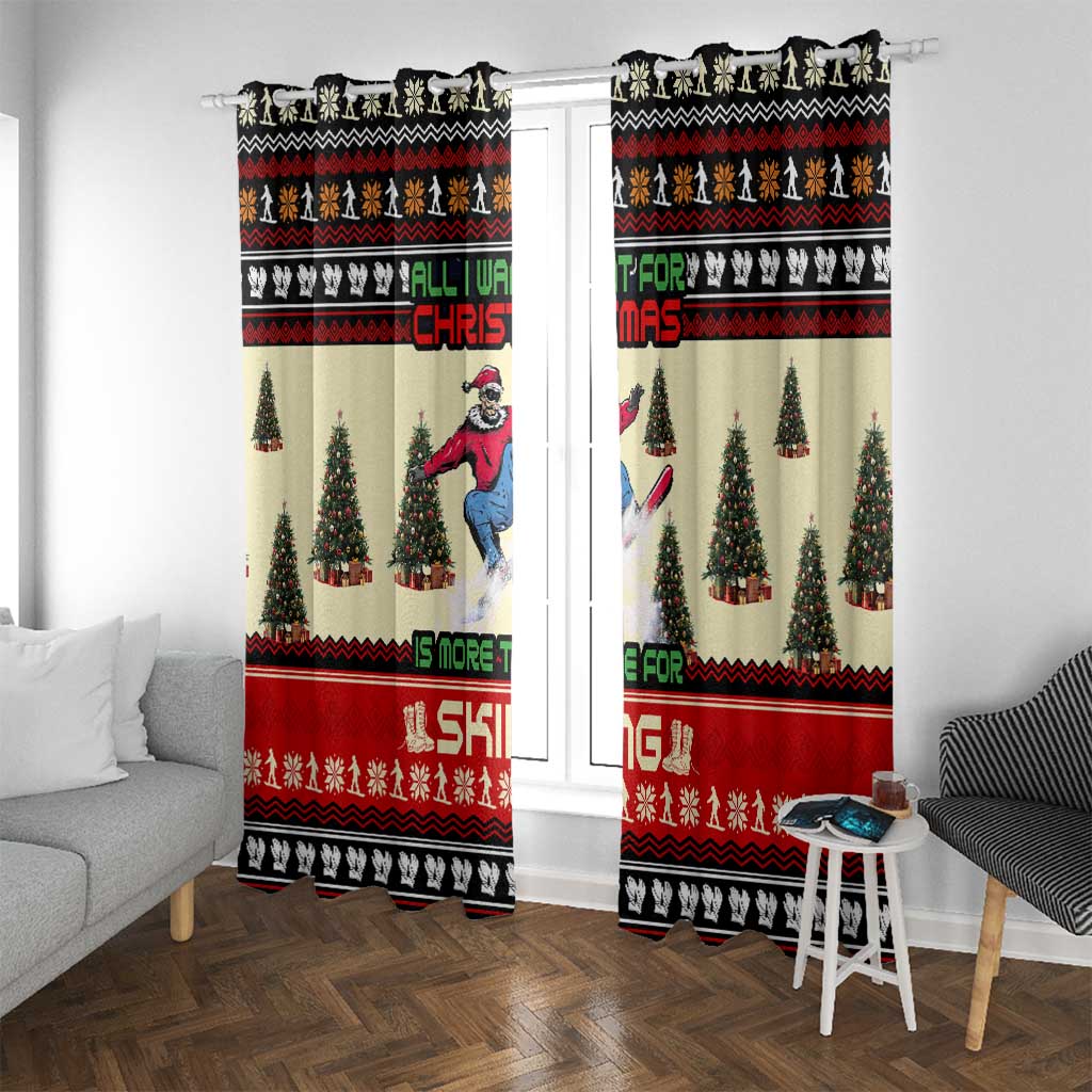 All I Want For Christmas Is Skiing Christmas Window Curtain Xmas Holiday Patterns - Wonder Print Shop