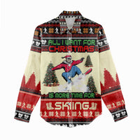 All I Want For Christmas Is Skiing Christmas Women Casual Shirt Xmas Holiday Patterns - Wonder Print Shop