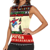 All I Want For Christmas Is Skiing Christmas Women Sleeveless Polo Shirt Xmas Holiday Patterns - Wonder Print Shop