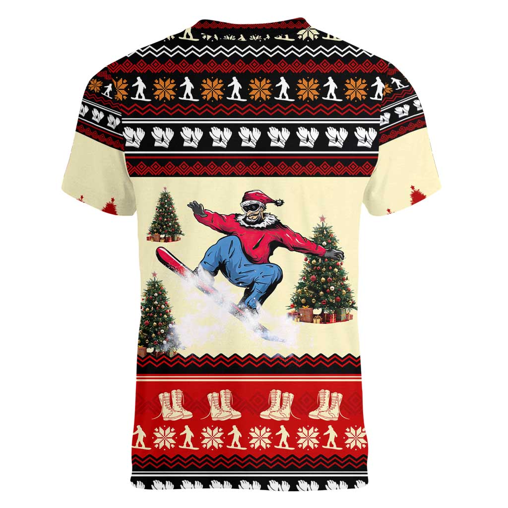 All I Want For Christmas Is Skiing Christmas Women V-Neck T-Shirt Xmas Holiday Patterns - Wonder Print Shop