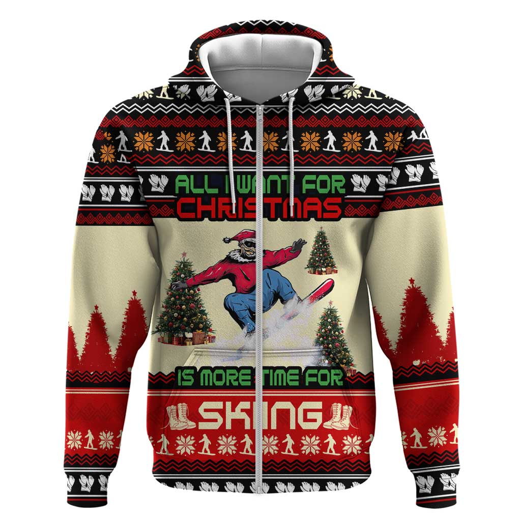 All I Want For Christmas Is Skiing Christmas Zip Hoodie Xmas Holiday Patterns - Wonder Print Shop