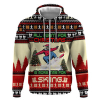 All I Want For Christmas Is Skiing Christmas Zip Hoodie Xmas Holiday Patterns - Wonder Print Shop