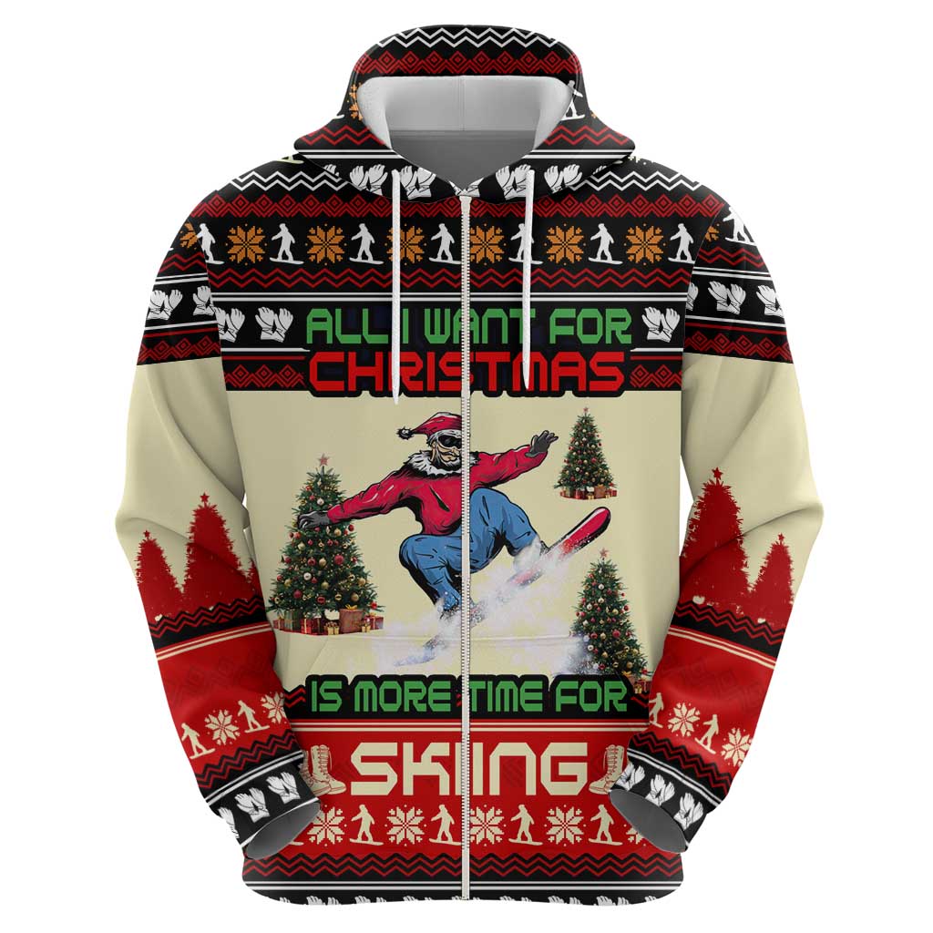 All I Want For Christmas Is Skiing Christmas Zip Hoodie Xmas Holiday Patterns - Wonder Print Shop