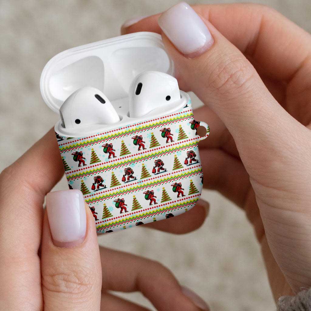 Amazing Bigfoot Christmas AirPods Case Xmas Holiday Patterns - Wonder Print Shop