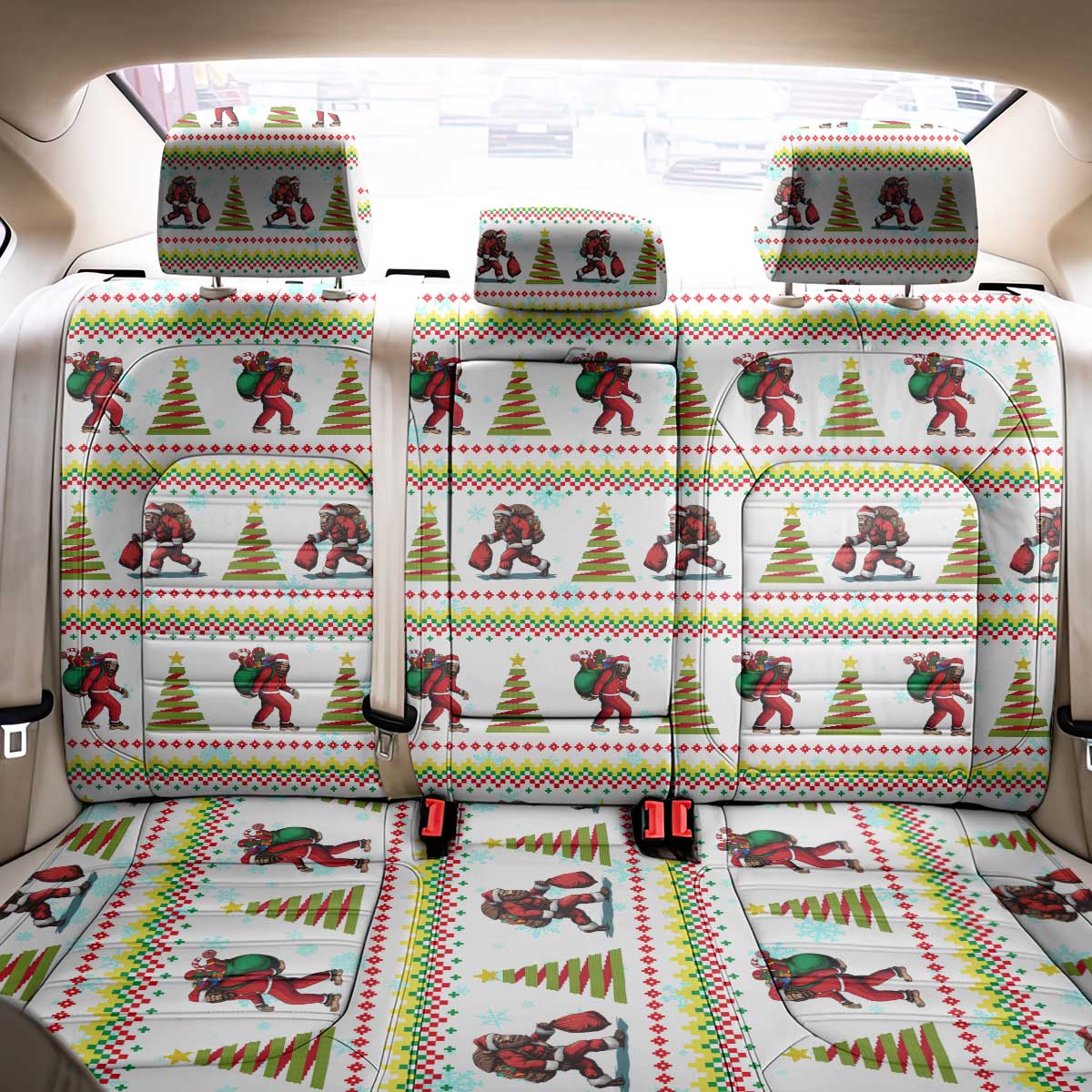 Amazing Bigfoot Christmas Back Car Seat Cover Xmas Holiday Patterns - Wonder Print Shop