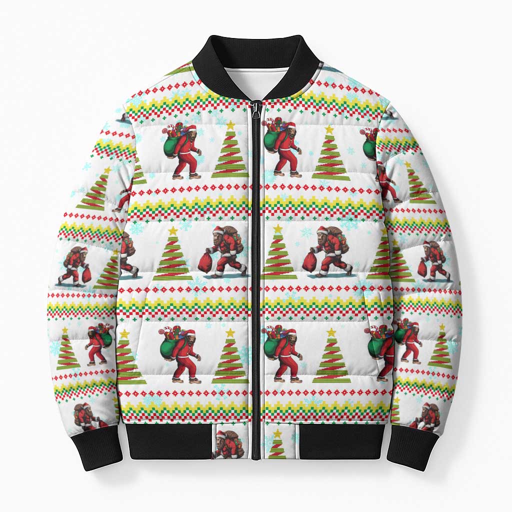 Amazing Bigfoot Christmas Bomber Puffer Jacket Xmas Holiday Patterns - Wonder Print Shop