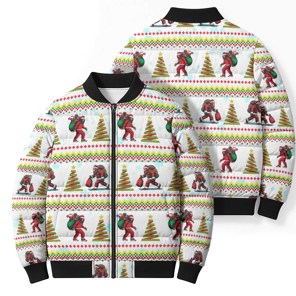 Amazing Bigfoot Christmas Bomber Puffer Jacket Xmas Holiday Patterns - Wonder Print Shop