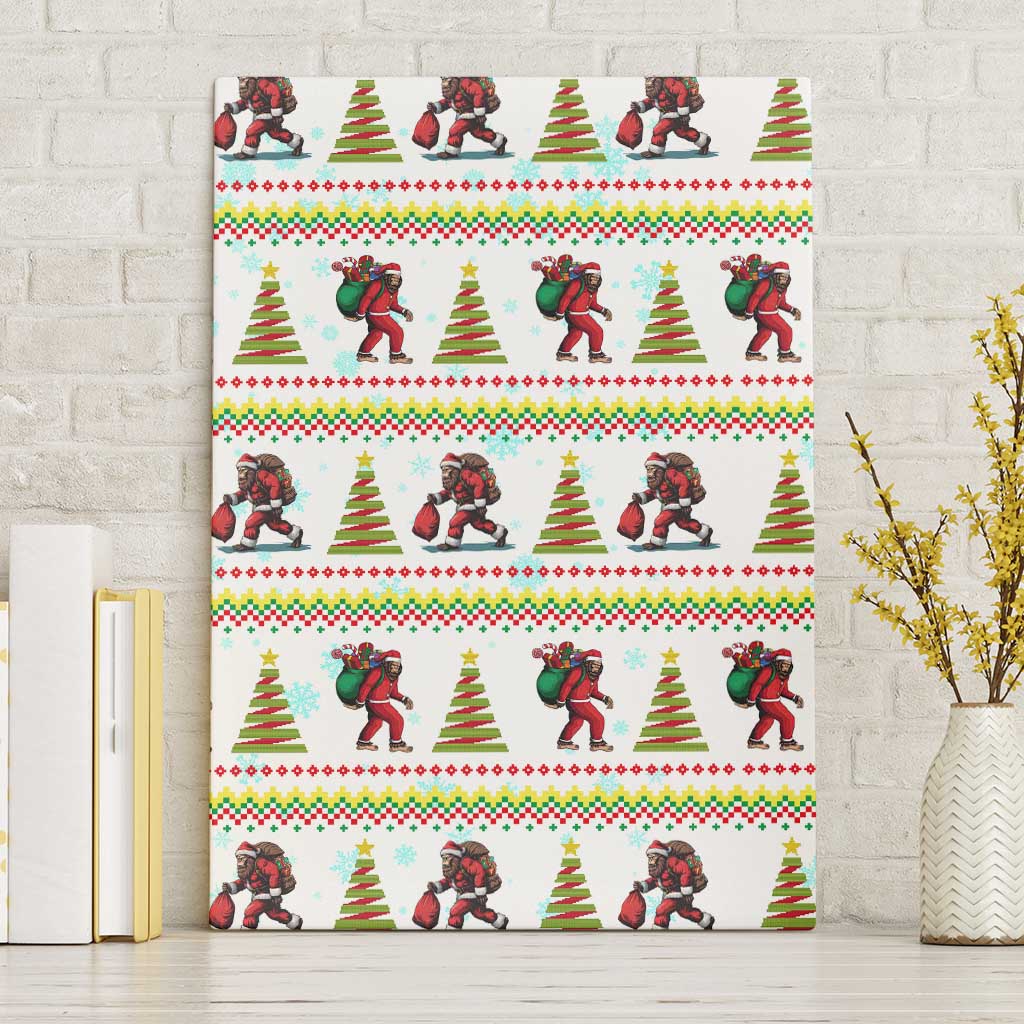 Amazing Bigfoot Christmas Canvas Wall Art Xmas Holiday Patterns - Wonder Print Shop