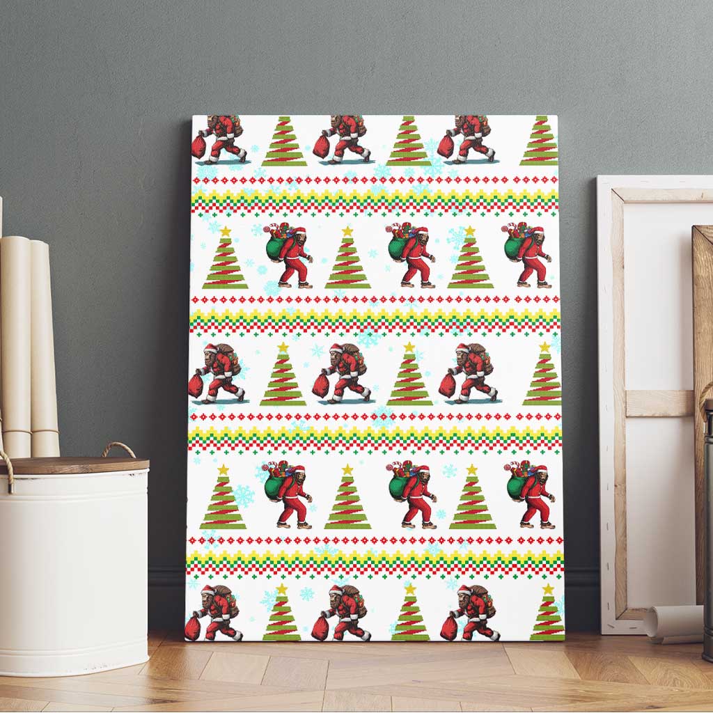 Amazing Bigfoot Christmas Canvas Wall Art Xmas Holiday Patterns - Wonder Print Shop
