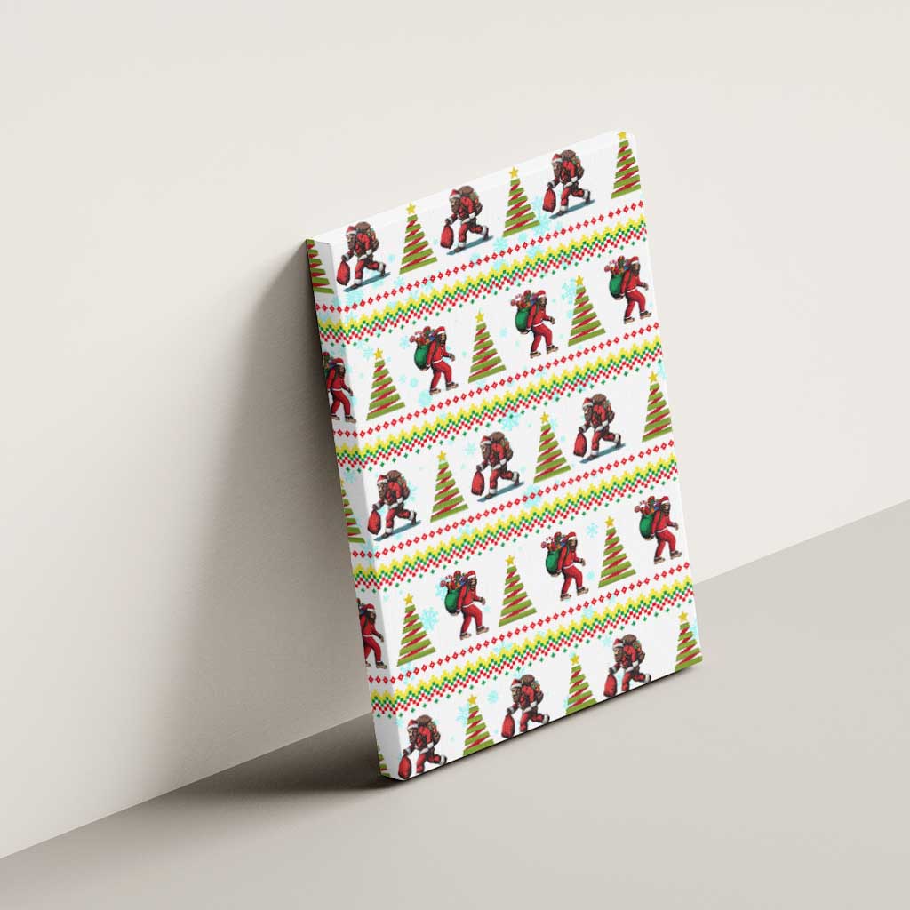 Amazing Bigfoot Christmas Canvas Wall Art Xmas Holiday Patterns - Wonder Print Shop