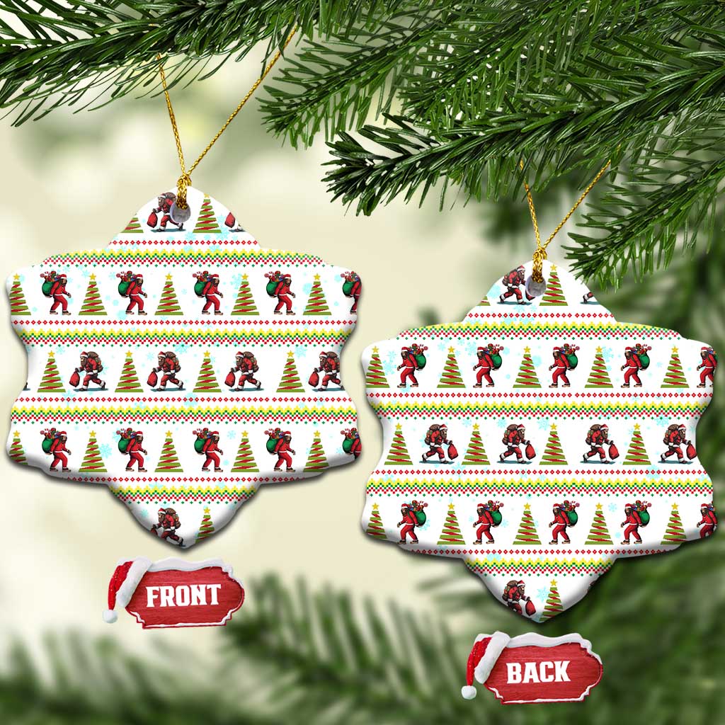 Amazing Bigfoot Christmas Ceramic Ornament Xmas Holiday Patterns - Wonder Print Shop