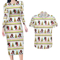 Amazing Bigfoot Christmas Couples Matching Long Sleeve Bodycon Dress and Hawaiian Shirt Xmas Holiday Patterns - Wonder Print Shop