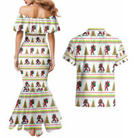 Amazing Bigfoot Christmas Couples Matching Mermaid Dress and Hawaiian Shirt Xmas Holiday Patterns - Wonder Print Shop