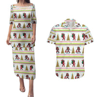 Amazing Bigfoot Christmas Couples Matching Puletasi and Hawaiian Shirt Xmas Holiday Patterns - Wonder Print Shop