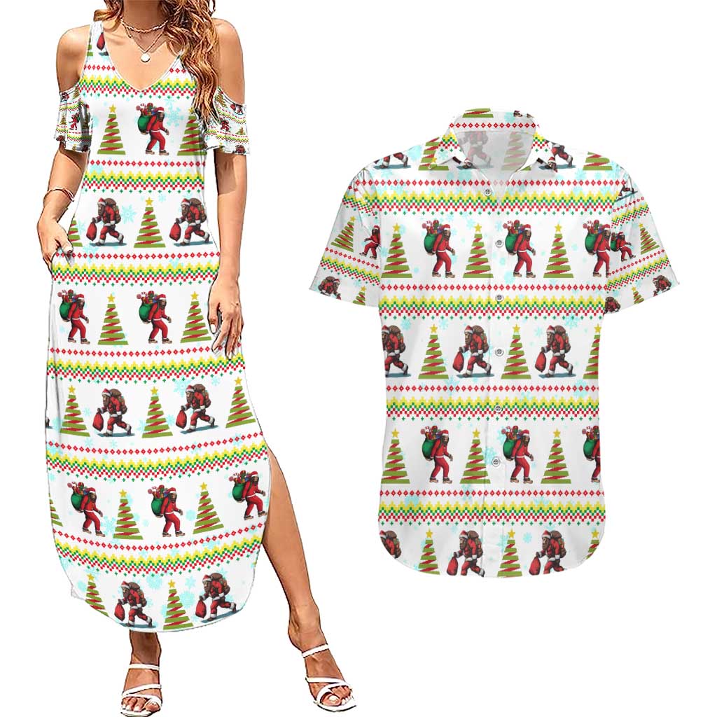 Amazing Bigfoot Christmas Couples Matching Summer Maxi Dress and Hawaiian Shirt Xmas Holiday Patterns - Wonder Print Shop