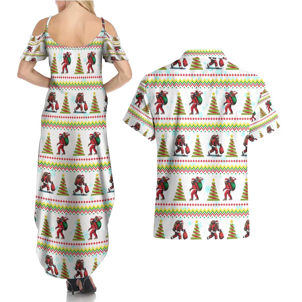 Amazing Bigfoot Christmas Couples Matching Summer Maxi Dress and Hawaiian Shirt Xmas Holiday Patterns - Wonder Print Shop