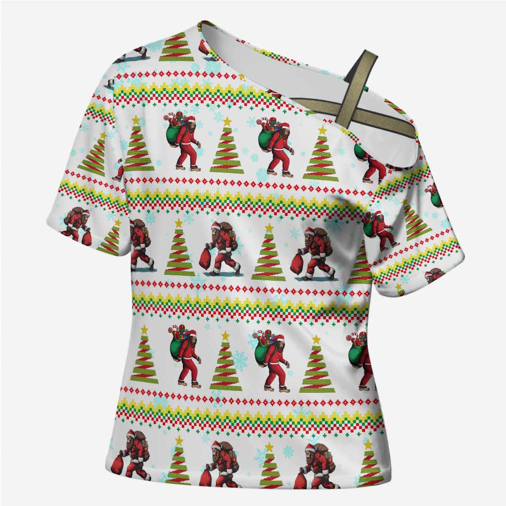 Amazing Bigfoot Christmas Cross Shoulder Shirt Xmas Holiday Patterns - Wonder Print Shop