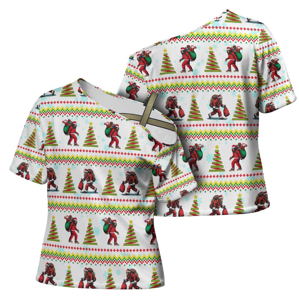 Amazing Bigfoot Christmas Cross Shoulder Shirt Xmas Holiday Patterns - Wonder Print Shop