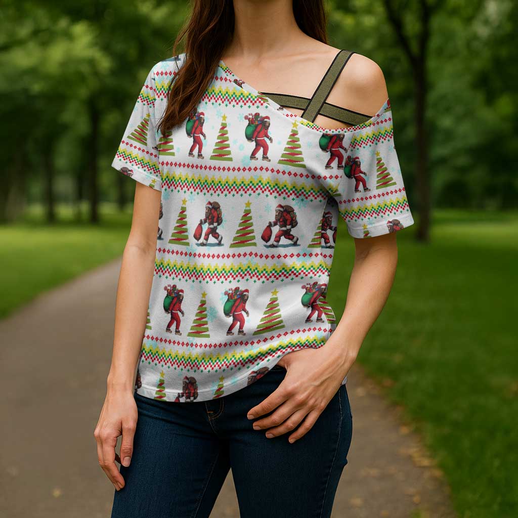 Amazing Bigfoot Christmas Cross Shoulder Shirt Xmas Holiday Patterns - Wonder Print Shop