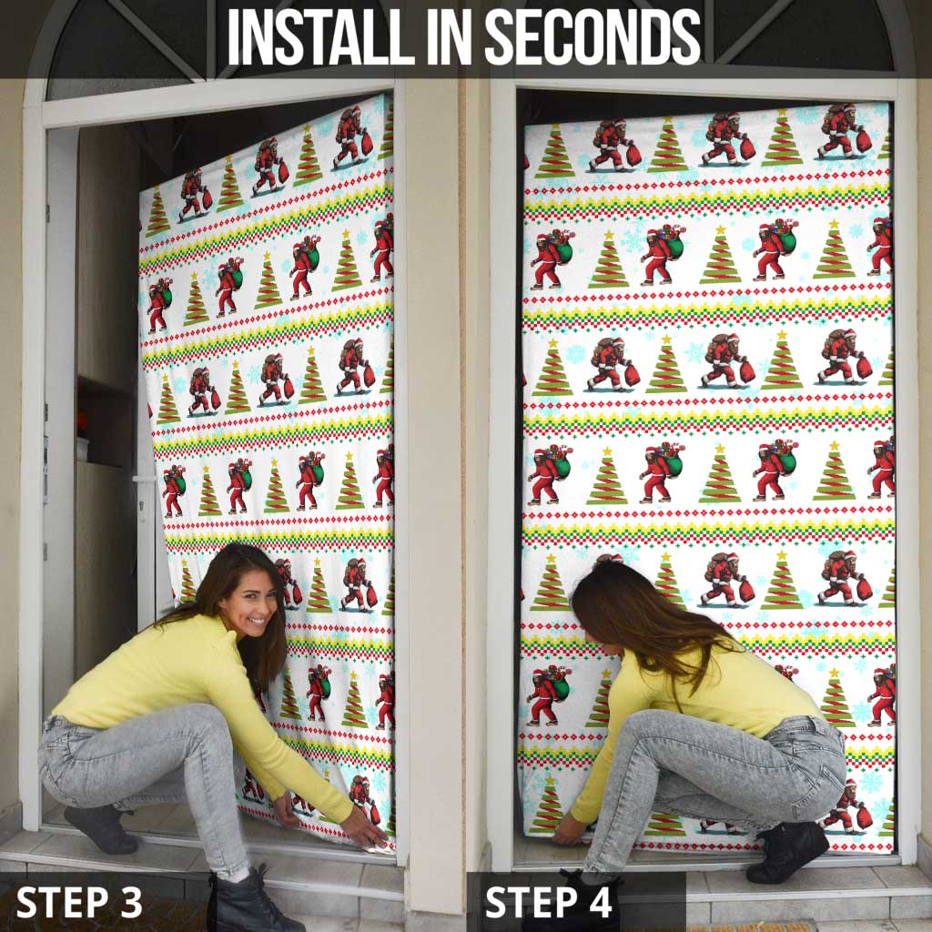 Amazing Bigfoot Christmas Door Cover Xmas Holiday Patterns - Wonder Print Shop