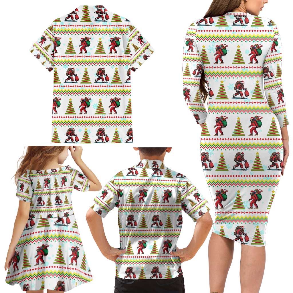 Amazing Bigfoot Christmas Family Matching Long Sleeve Bodycon Dress and Hawaiian Shirt Xmas Holiday Patterns - Wonder Print Shop