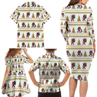 Amazing Bigfoot Christmas Family Matching Long Sleeve Bodycon Dress and Hawaiian Shirt Xmas Holiday Patterns - Wonder Print Shop