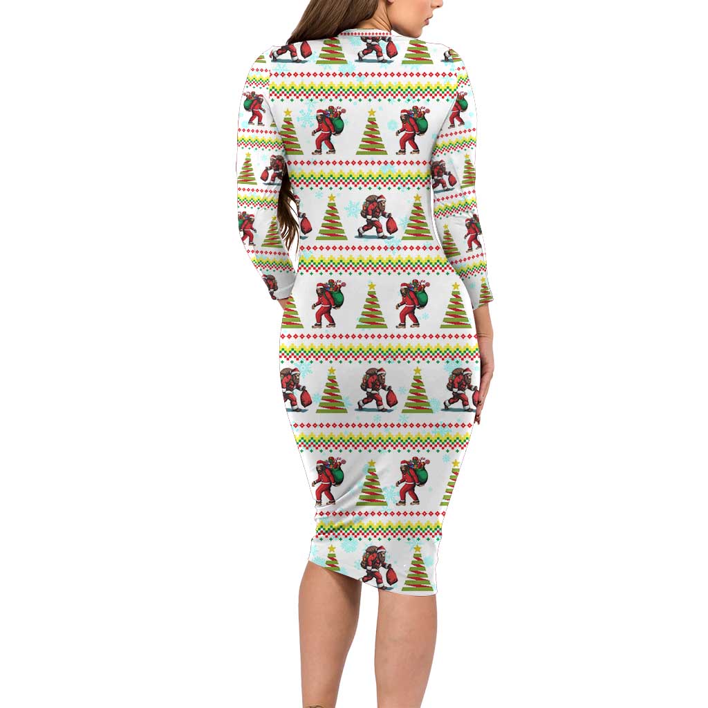 Amazing Bigfoot Christmas Family Matching Long Sleeve Bodycon Dress and Hawaiian Shirt Xmas Holiday Patterns - Wonder Print Shop