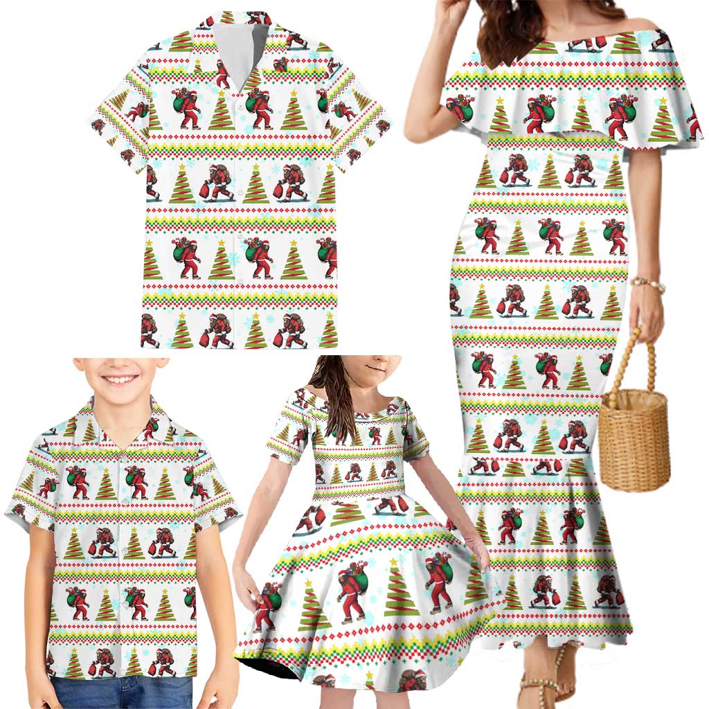 Amazing Bigfoot Christmas Family Matching Mermaid Dress and Hawaiian Shirt Xmas Holiday Patterns - Wonder Print Shop