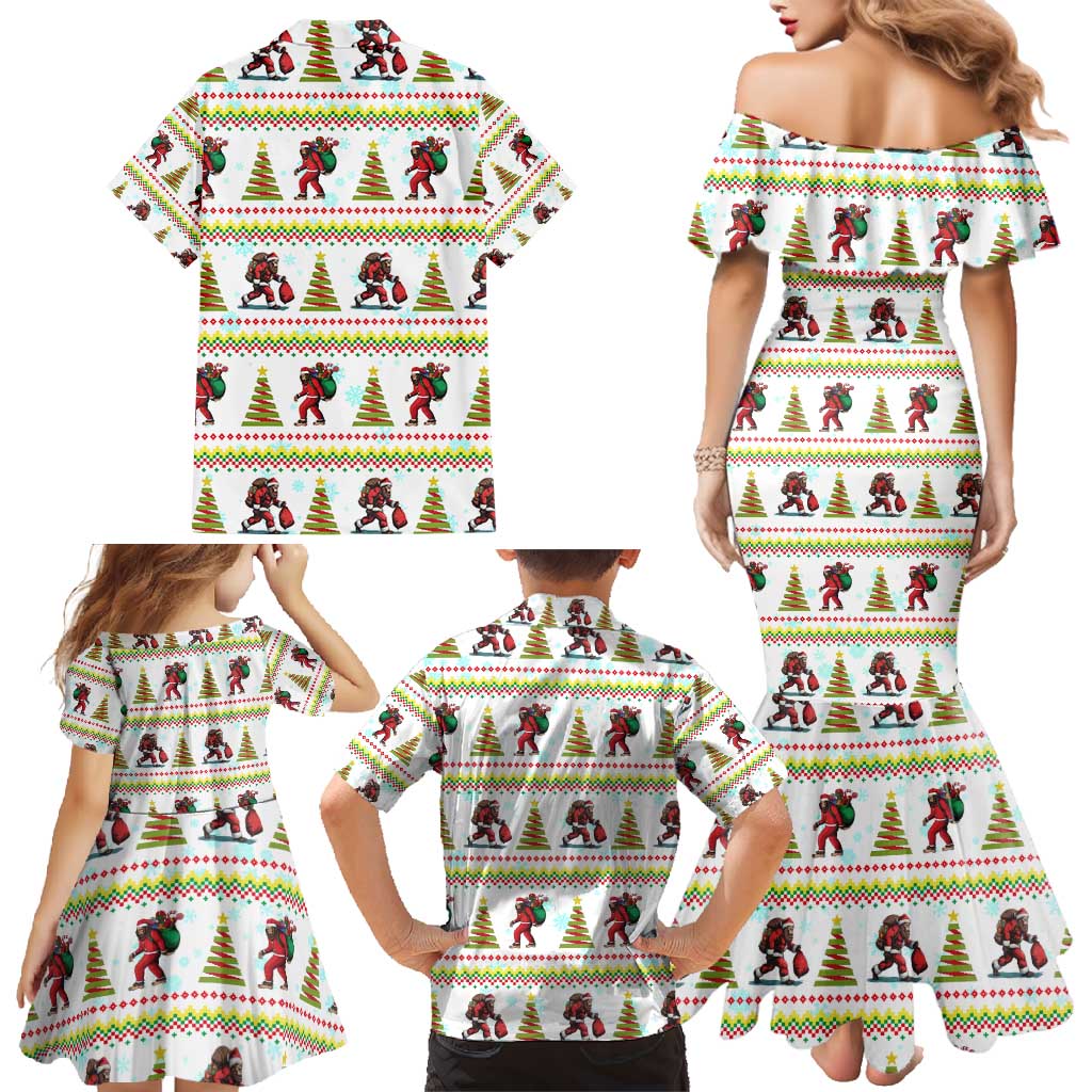 Amazing Bigfoot Christmas Family Matching Mermaid Dress and Hawaiian Shirt Xmas Holiday Patterns - Wonder Print Shop