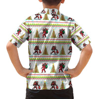 Amazing Bigfoot Christmas Family Matching Off The Shoulder Long Sleeve Dress and Hawaiian Shirt Xmas Holiday Patterns - Wonder Print Shop
