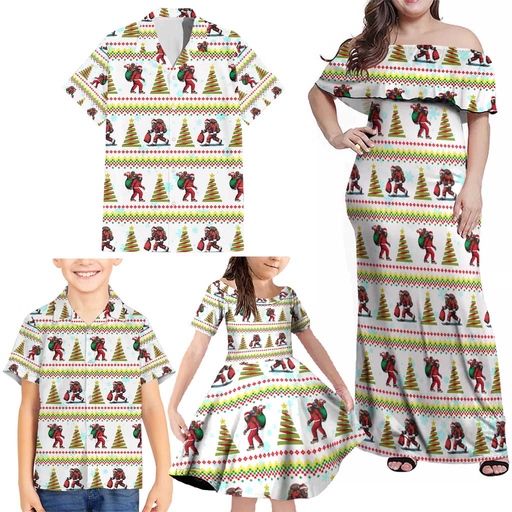 Amazing Bigfoot Christmas Family Matching Off Shoulder Maxi Dress and Hawaiian Shirt Xmas Holiday Patterns - Wonder Print Shop