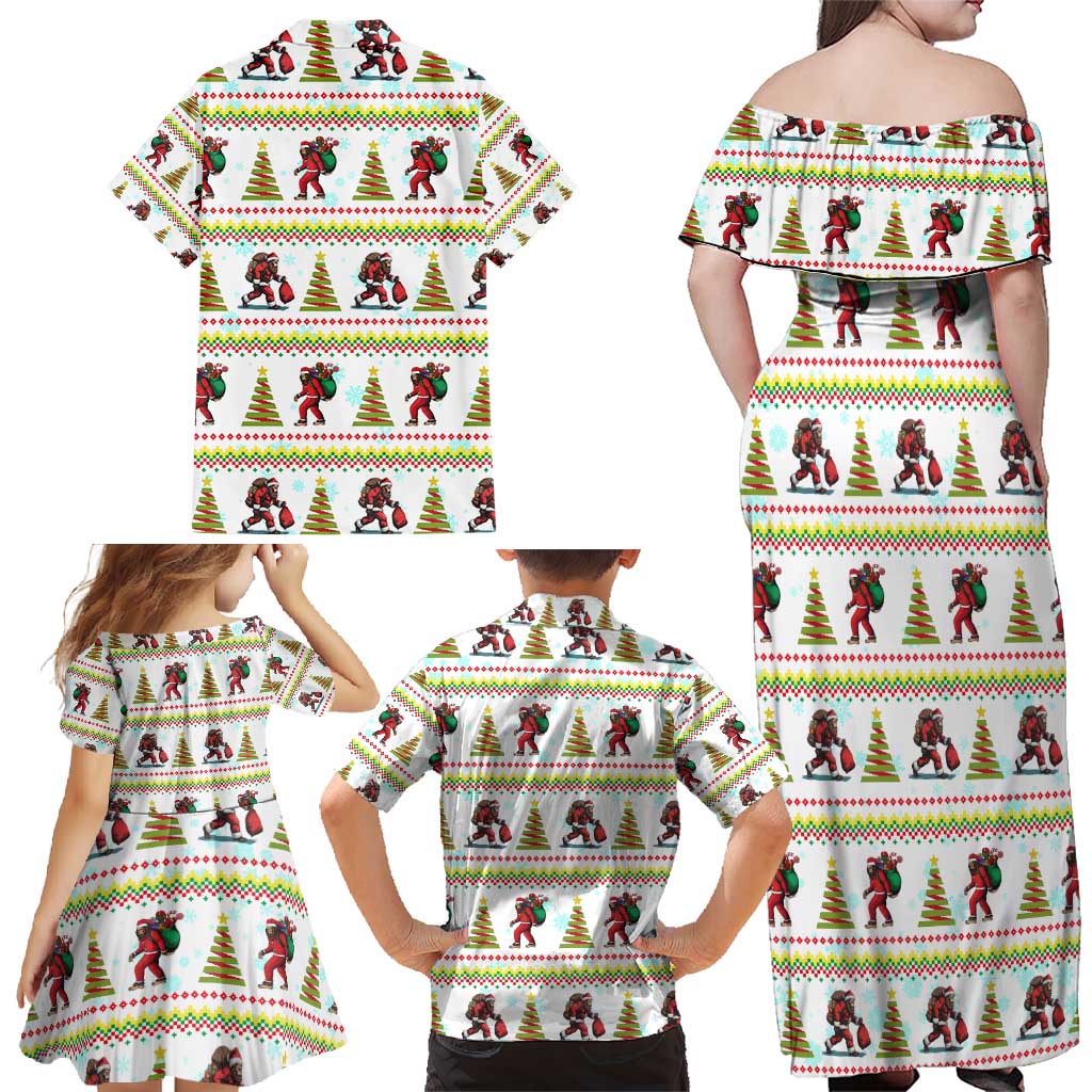 Amazing Bigfoot Christmas Family Matching Off Shoulder Maxi Dress and Hawaiian Shirt Xmas Holiday Patterns - Wonder Print Shop