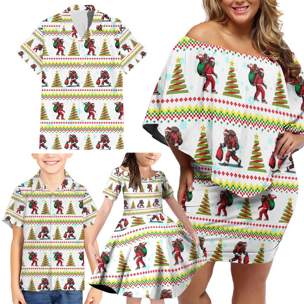 Amazing Bigfoot Christmas Family Matching Off Shoulder Short Dress and Hawaiian Shirt Xmas Holiday Patterns - Wonder Print Shop