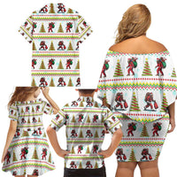 Amazing Bigfoot Christmas Family Matching Off Shoulder Short Dress and Hawaiian Shirt Xmas Holiday Patterns - Wonder Print Shop