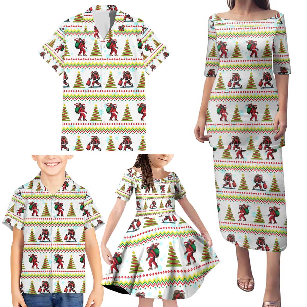 Amazing Bigfoot Christmas Family Matching Puletasi and Hawaiian Shirt Xmas Holiday Patterns - Wonder Print Shop