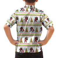 Amazing Bigfoot Christmas Family Matching Short Sleeve Bodycon Dress and Hawaiian Shirt Xmas Holiday Patterns - Wonder Print Shop