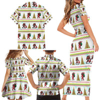 Amazing Bigfoot Christmas Family Matching Short Sleeve Bodycon Dress and Hawaiian Shirt Xmas Holiday Patterns - Wonder Print Shop