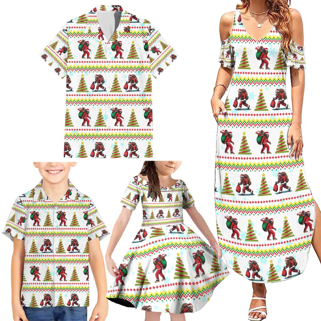 Amazing Bigfoot Christmas Family Matching Summer Maxi Dress and Hawaiian Shirt Xmas Holiday Patterns - Wonder Print Shop