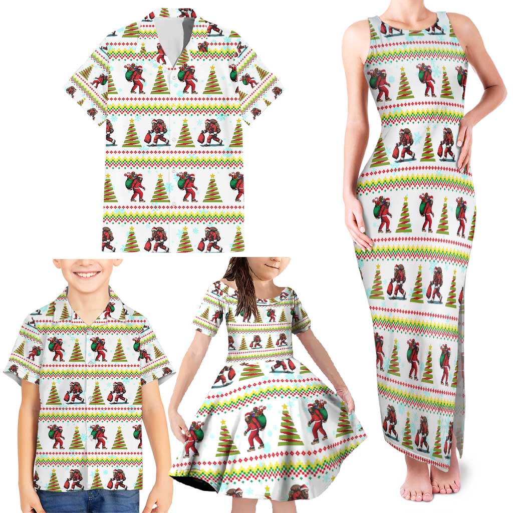Amazing Bigfoot Christmas Family Matching Tank Maxi Dress and Hawaiian Shirt Xmas Holiday Patterns - Wonder Print Shop
