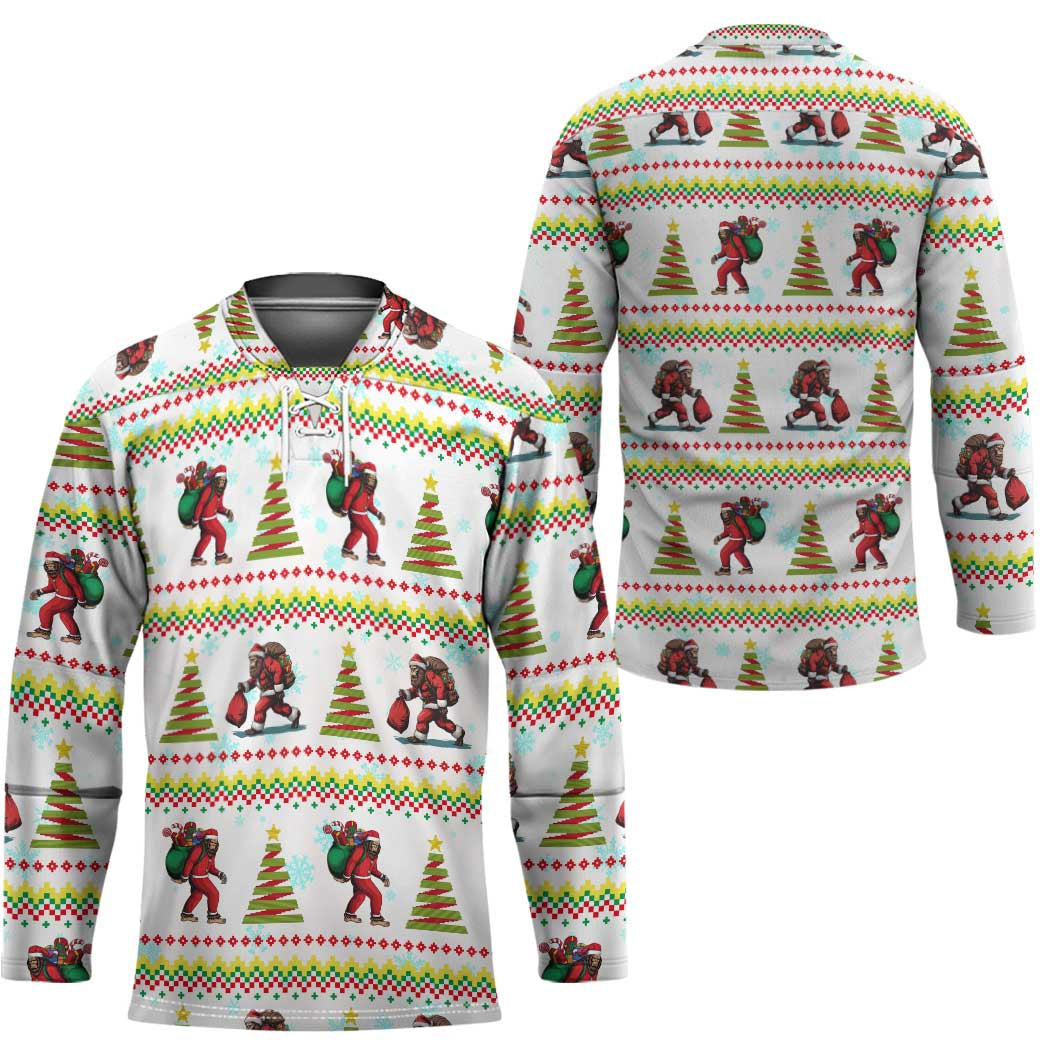 Amazing Bigfoot Christmas Hockey Jersey Xmas Holiday Patterns - Wonder Print Shop