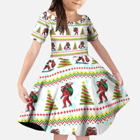 Amazing Bigfoot Christmas Kid Short Sleeve Dress Xmas Holiday Patterns - Wonder Print Shop